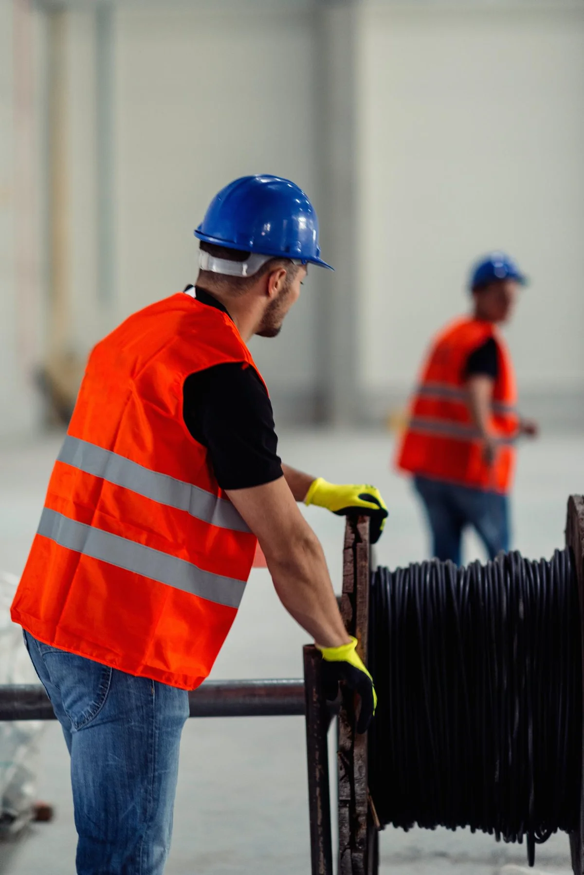 Technician working on structured cabling infrastructure